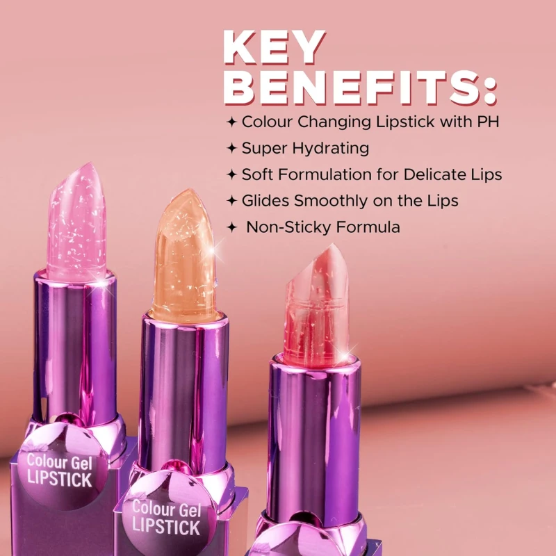 Hilary Rhoda Colour Gel Lipstick | PH Colour-Changing & Highly Pigmented Lipstick| Hydrating | Glossy Finish Lasts Up To 12 Hour (Shade 03) – 3.6g thumbnail 5